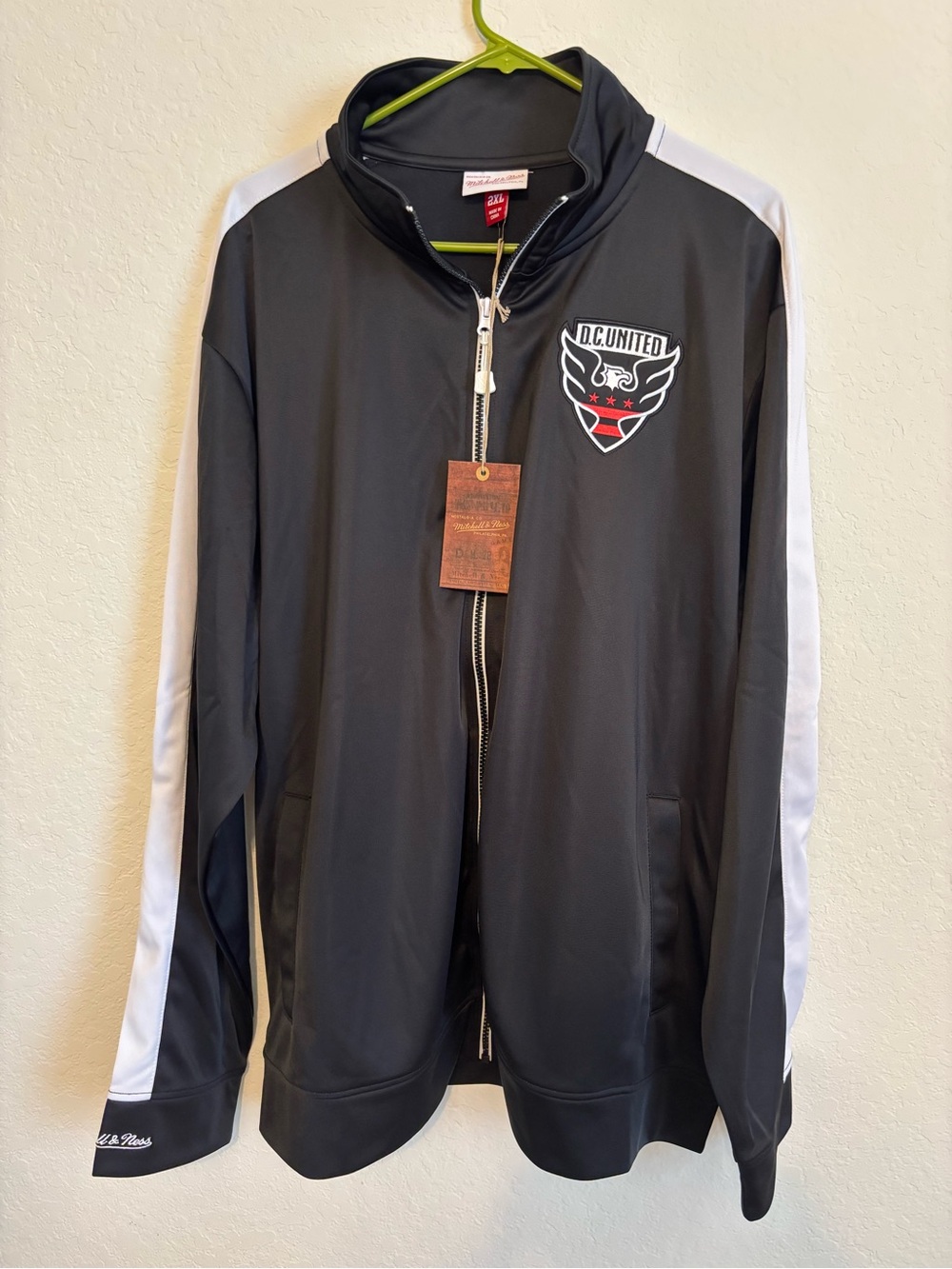 Mitchell & Ness Black Track Jacket with White Shoulder Stripes